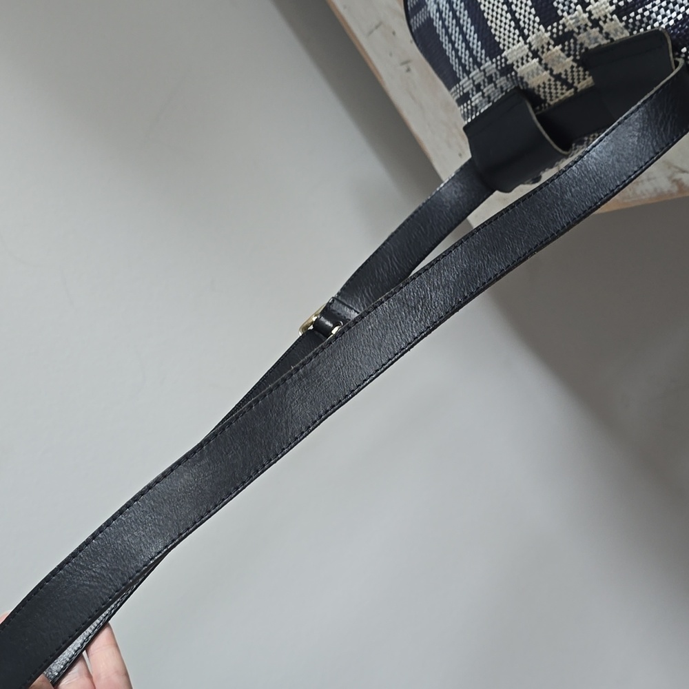 Clare V Plaid Fanny Pack In Navy/Cream - Picture 11 of 13